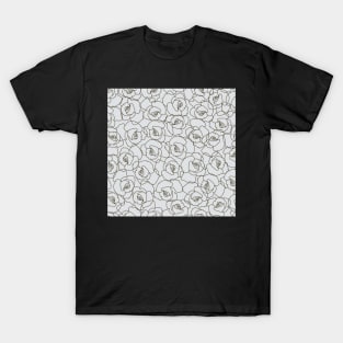 Bunch of roses in flowing linework  - soft camel and cream colour T-Shirt